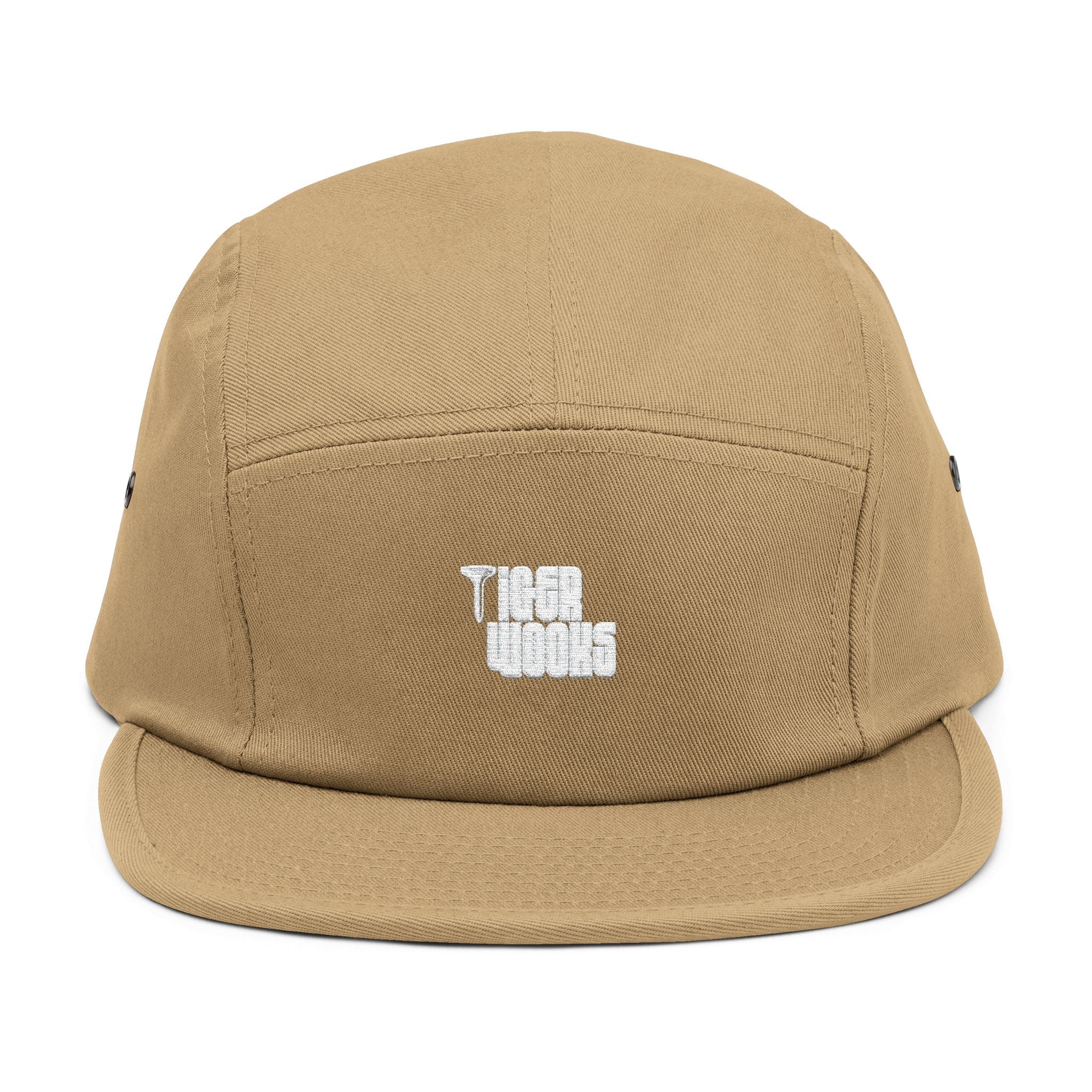 Embroidered 'Tree Rooms' 5-Panel Cap – Minimal Tan Camper Hat