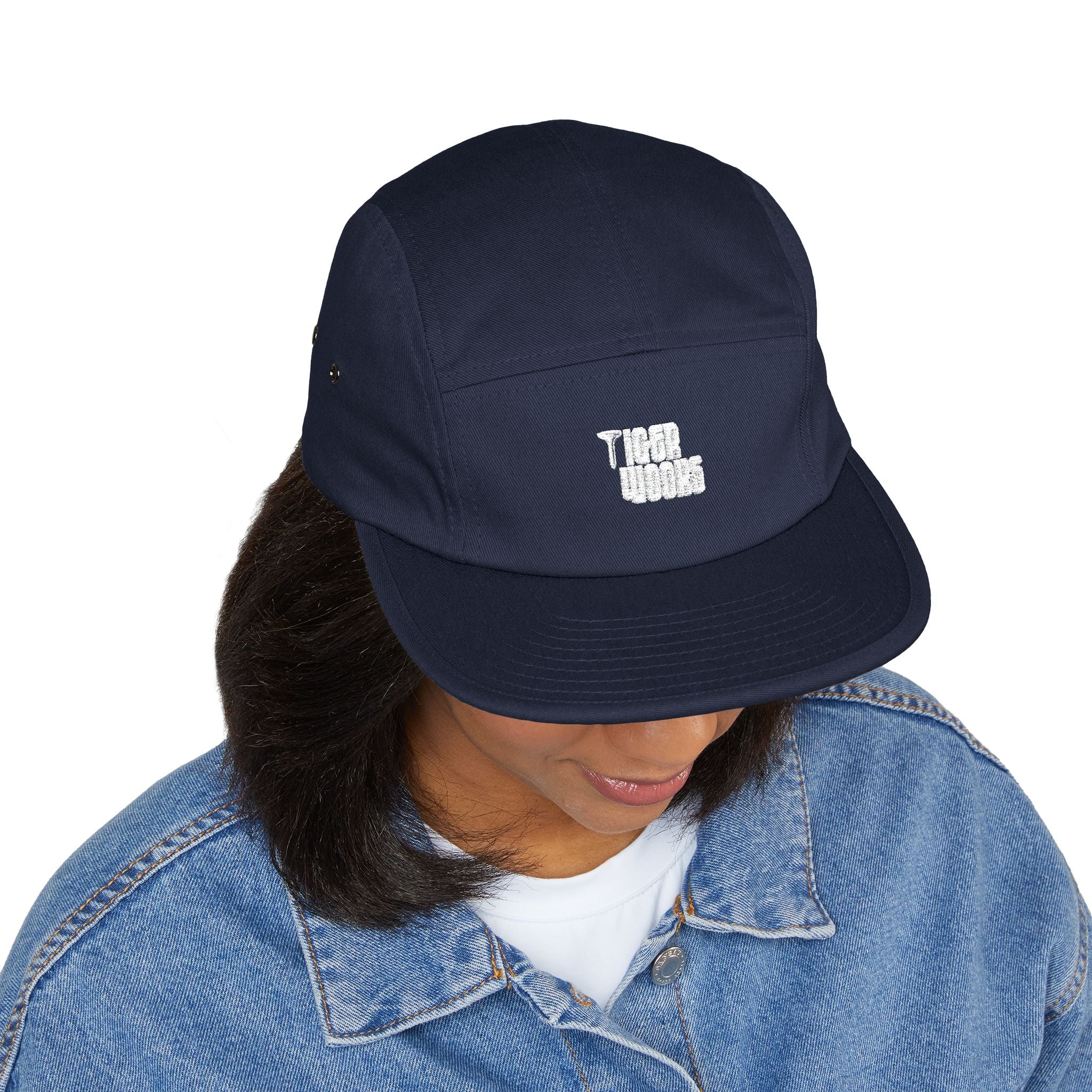 Embroidered 'Tree Rooms' 5-Panel Cap – Minimal Tan Camper Hat