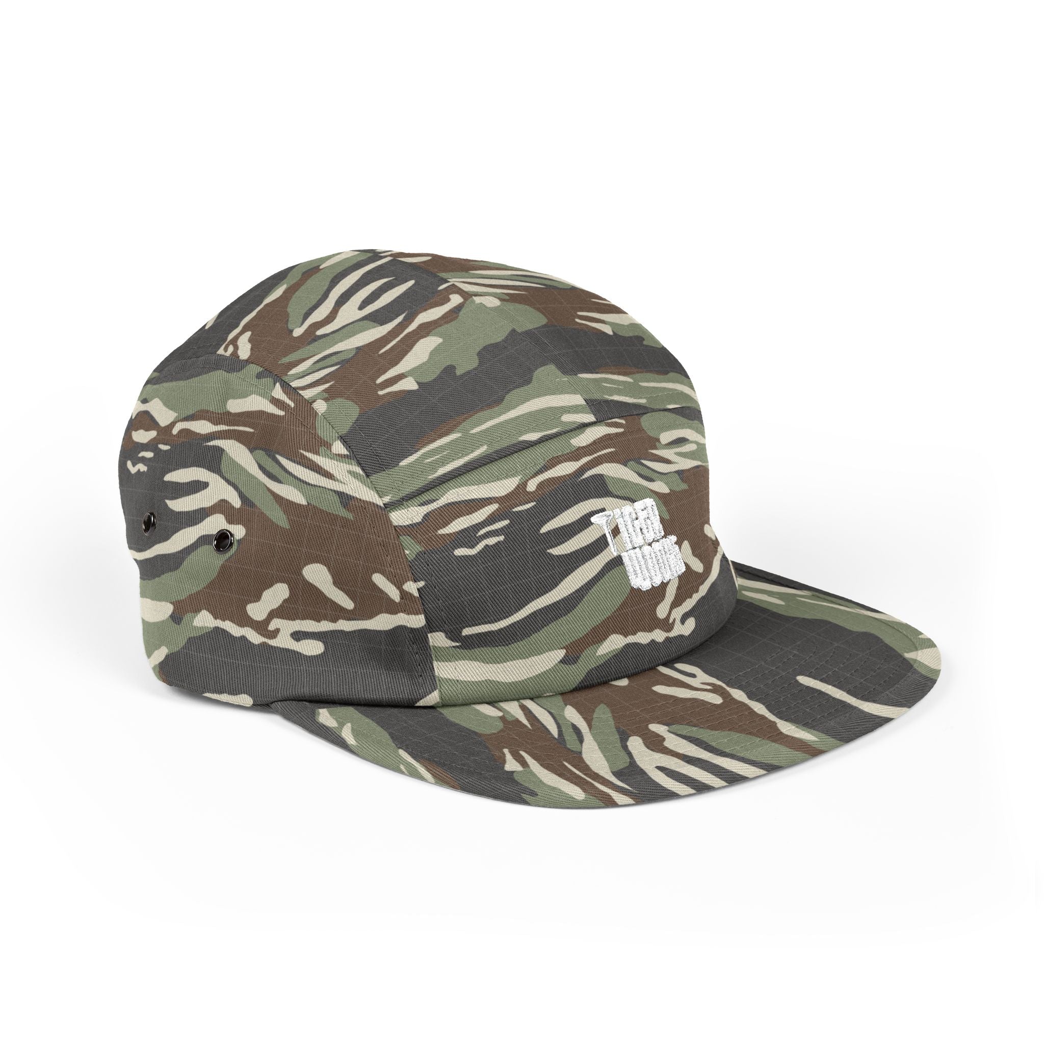 Embroidered 'Tree Rooms' 5-Panel Cap – Minimal Tan Camper Hat