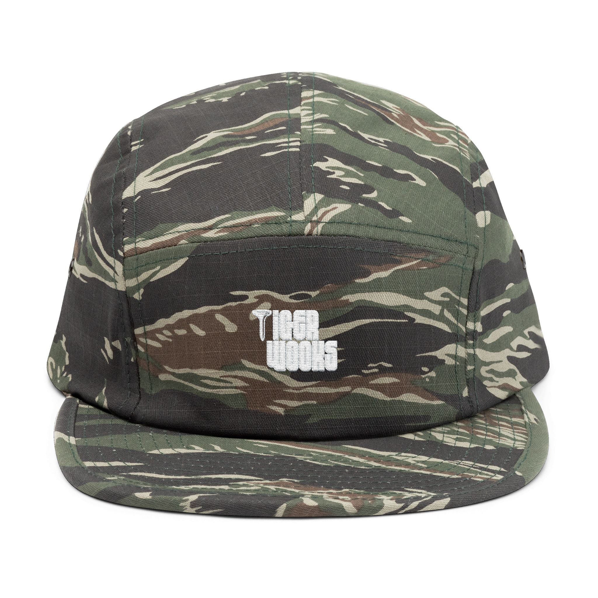 Embroidered 'Tree Rooms' 5-Panel Cap – Minimal Tan Camper Hat