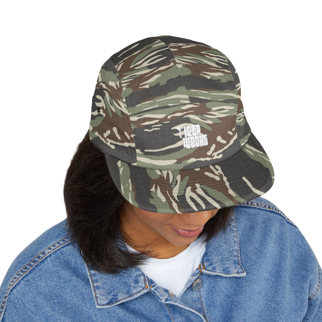 Embroidered 'Tree Rooms' 5-Panel Cap – Minimal Tan Camper Hat
