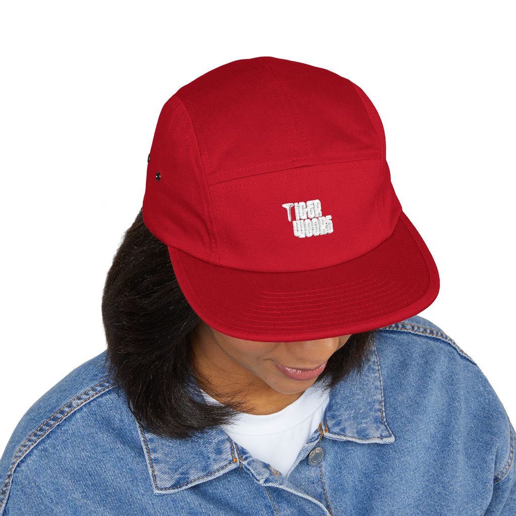 Embroidered 'Tree Rooms' 5-Panel Cap – Minimal Tan Camper Hat