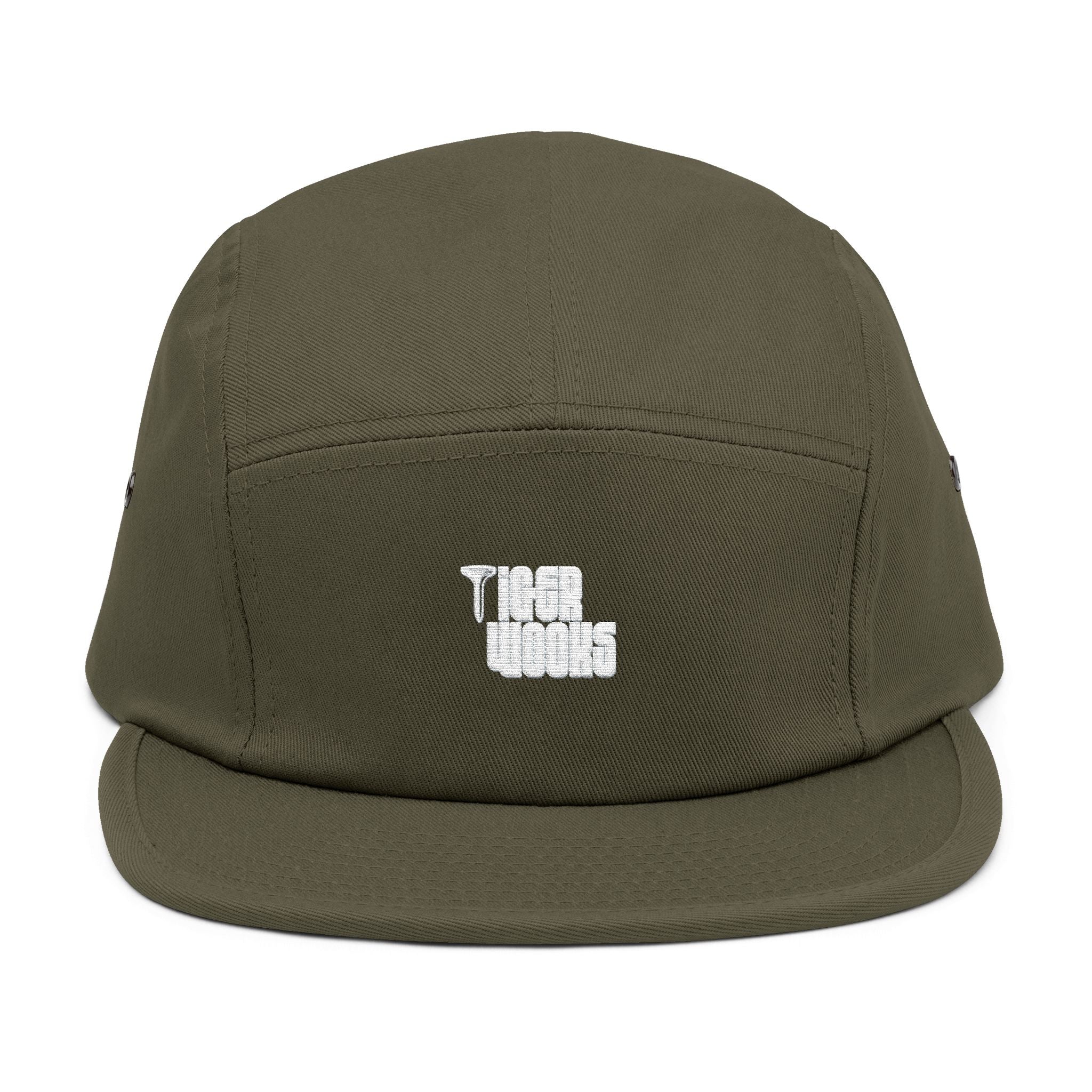 Embroidered 'Tree Rooms' 5-Panel Cap – Minimal Tan Camper Hat